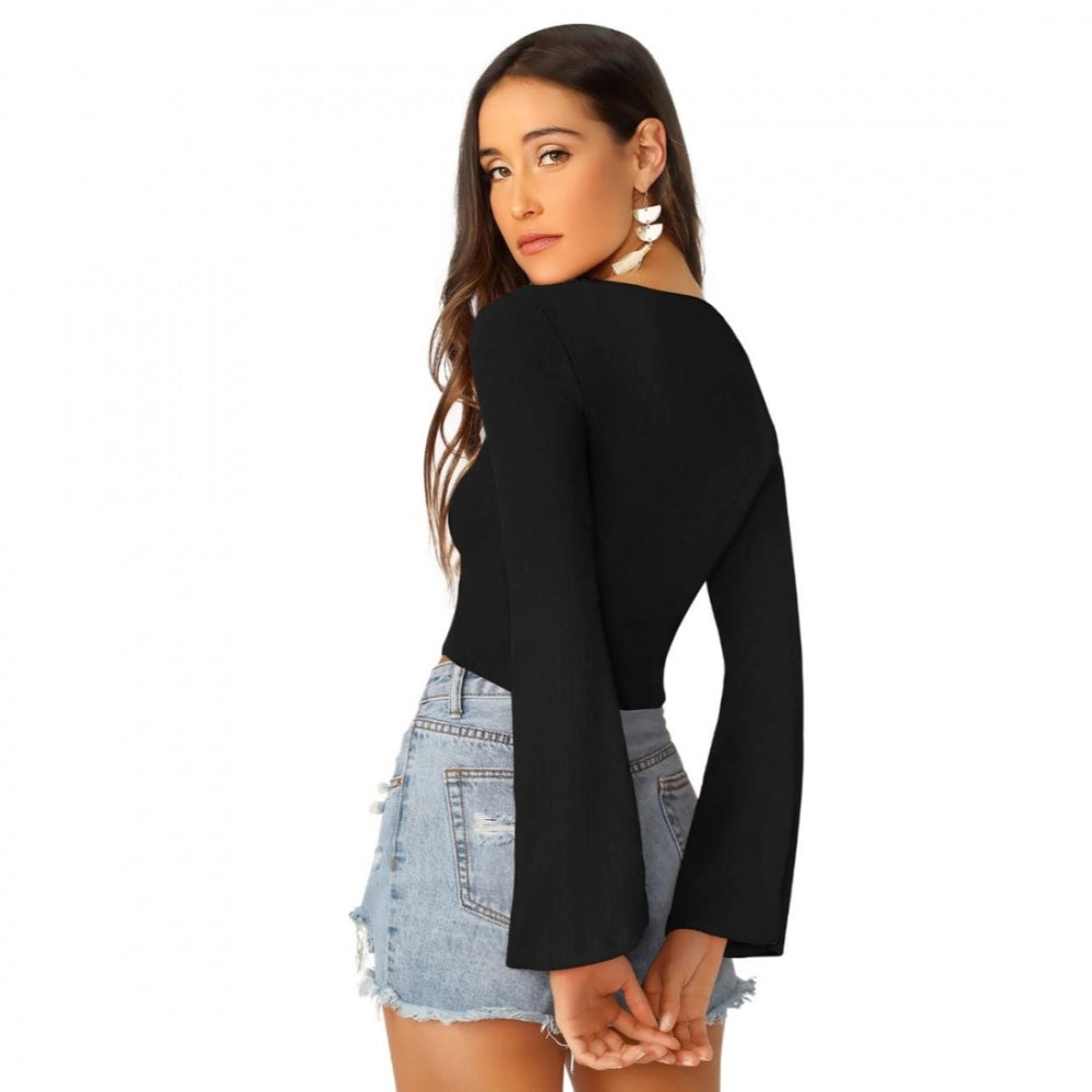 Clothiq Generic 95% Polyester 5% Spandex Western Wear Tops (Black)