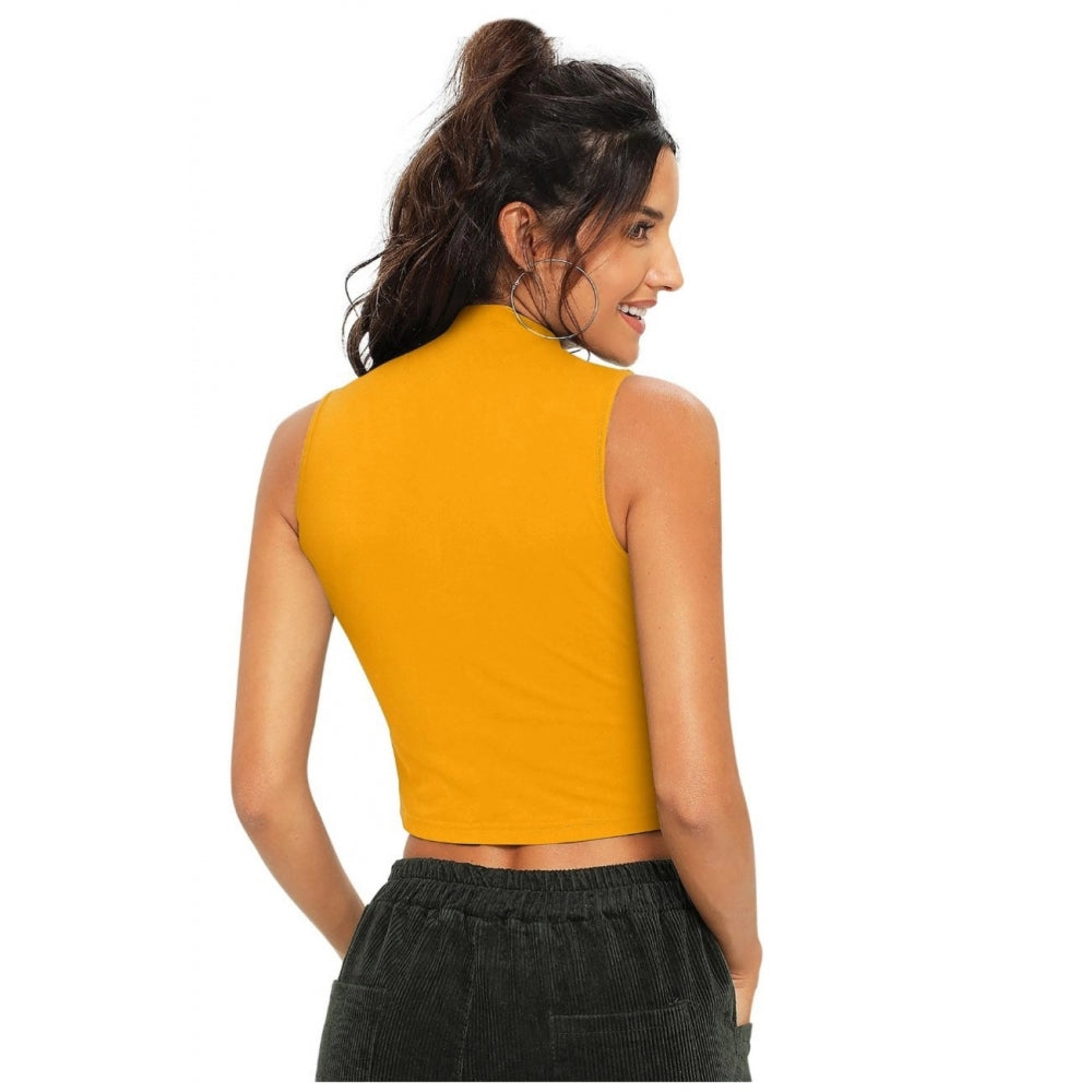 Clothiq Generic Polyester, Knitting Western Wear Tops (Yellow)