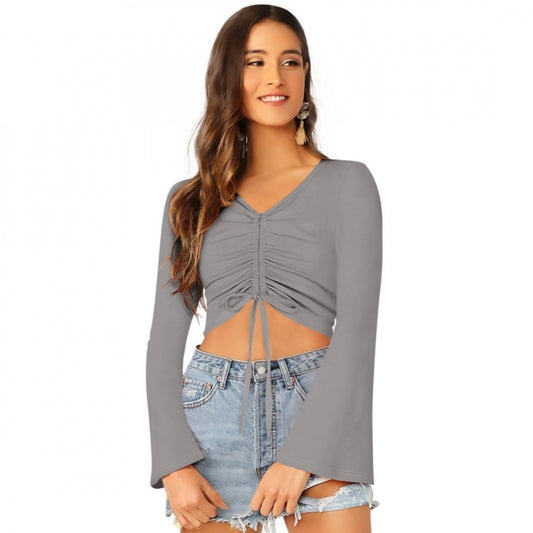 Clothiq Generic 95% Polyester 5% Spandex Western Wear Tops (Grey)