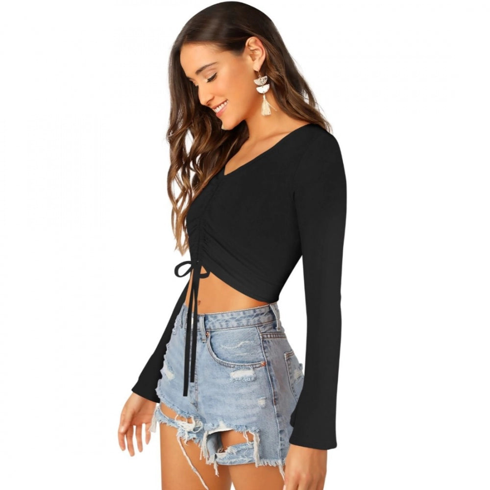 Clothiq Generic 95% Polyester 5% Spandex Western Wear Tops (Black)