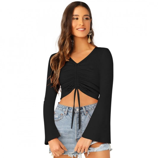 Clothiq Generic 95% Polyester 5% Spandex Western Wear Tops (Black)