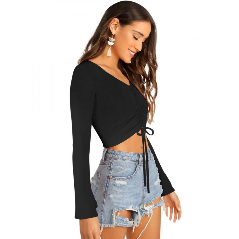 Clothiq Generic 95% Polyester 5% Spandex Western Wear Tops (Black)