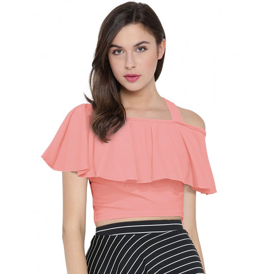Clothiq Generic Western Wear Hosiery Crop Top (Peach)
