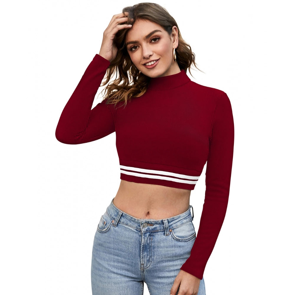 Clothiq Generic Western Wear Hosiery Crop-Top (Maroon)