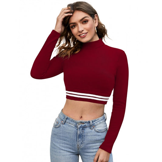 Clothiq Generic Western Wear Hosiery Crop-Top (Maroon)