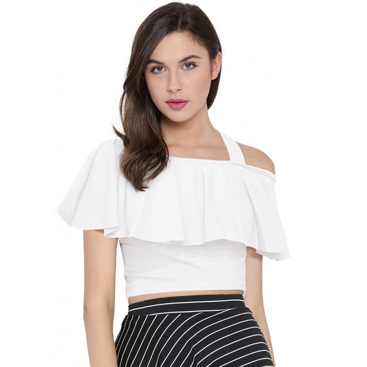 Clothiq Generic Western Wear Hosiery Crop Top (White)