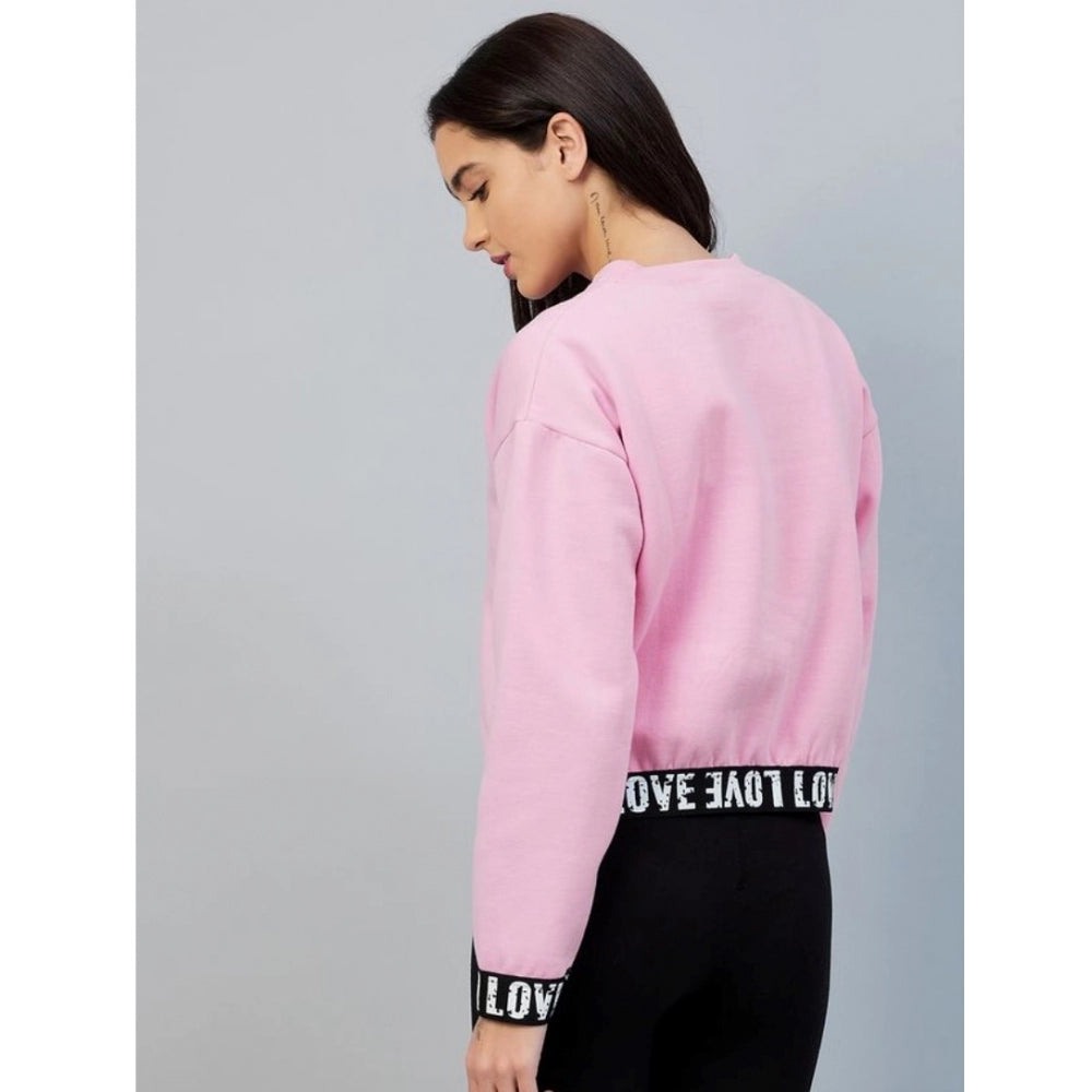 Clothiq Generic Fleece Solid Long Sleeves Sweatshirt (Pink)