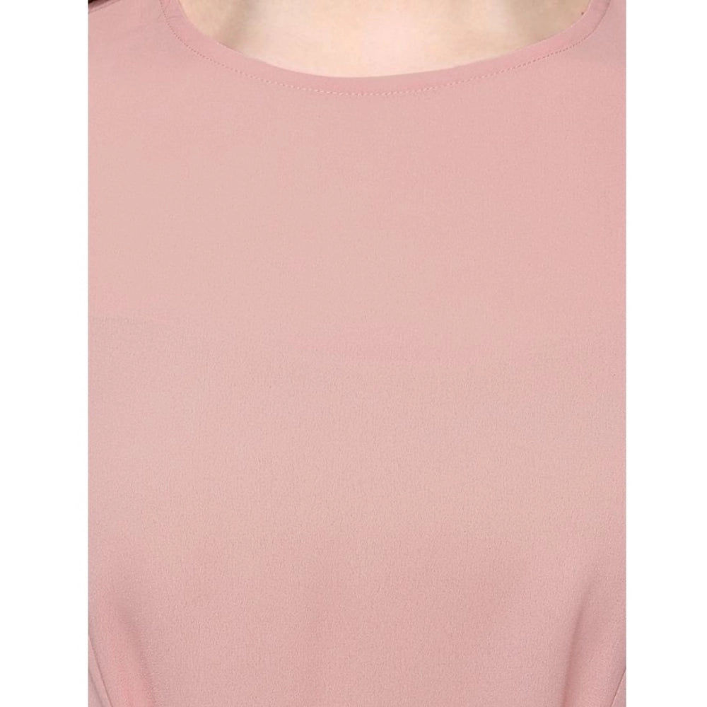 Clothiq Generic Polyester Solid Long Sleeves Regular Top (Pink)