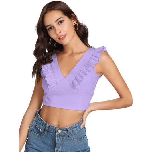 Clothiq Generic Polyester Solid Sleeveless Shoulder Straps Top (Purple)