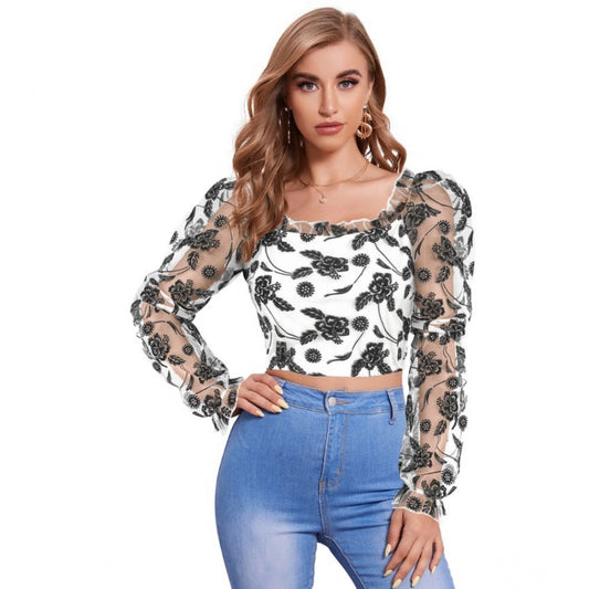 Clothiq Generic Polyester Solid Full Sleeves Square Collar Top (White)