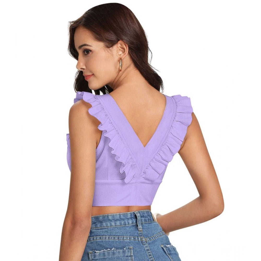 Clothiq Generic Polyester Solid Sleeveless Shoulder Straps Top (Purple)