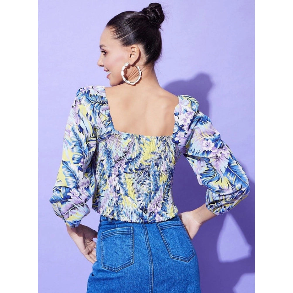 Generic Women's Polyester Floral Long Sleeves Top (Multicolor)